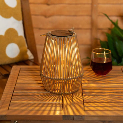 Marlo Solar Lantern with Rattan Design for Outdoor Patio Lighting