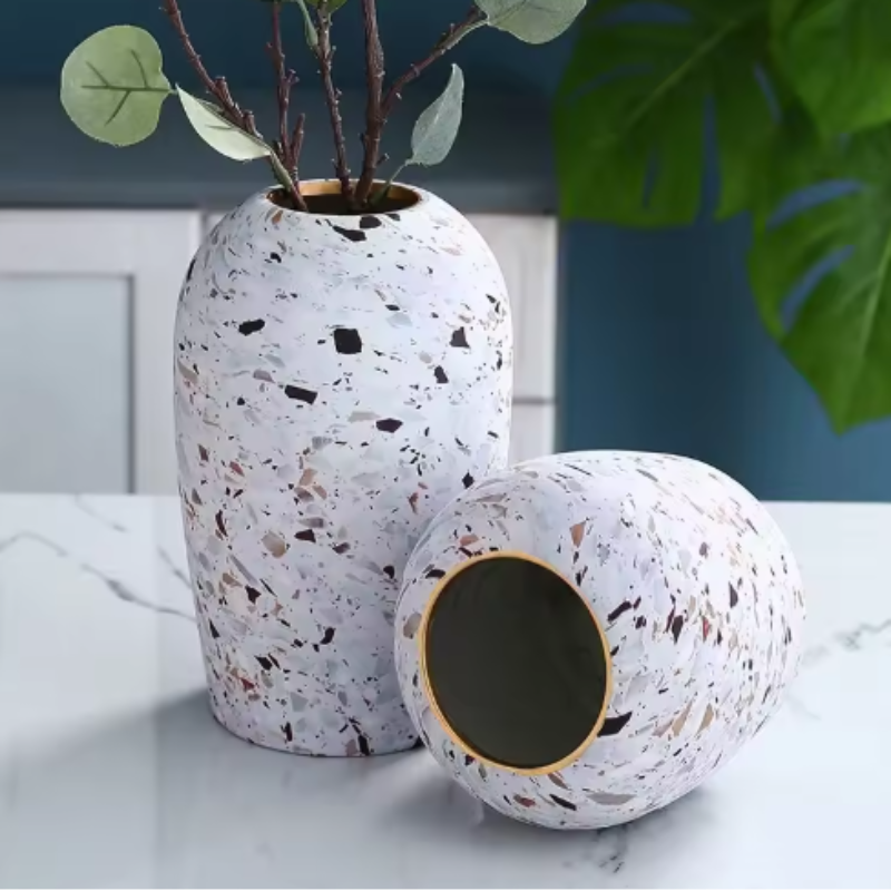 Terrazzo Style Ceramic Vase - Modern Flower Vase Decor