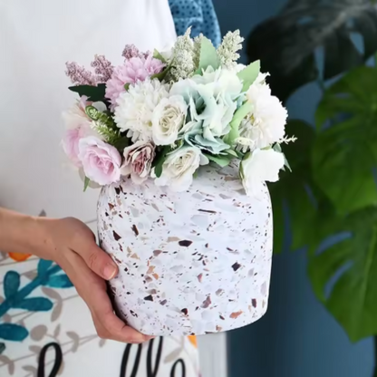 Terrazzo Style Ceramic Vase - Modern Flower Vase Decor