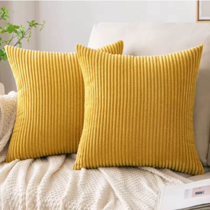Bellora Corduroy Decorative Cushion Cover – Soft Striped Design for Modern Interiors