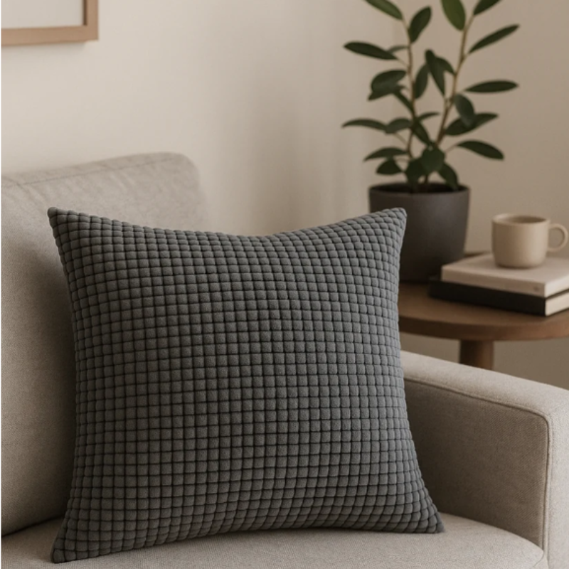 Kalisse Large Brown Cushion Cover – Textured Polyester for Stylish Home Decor
