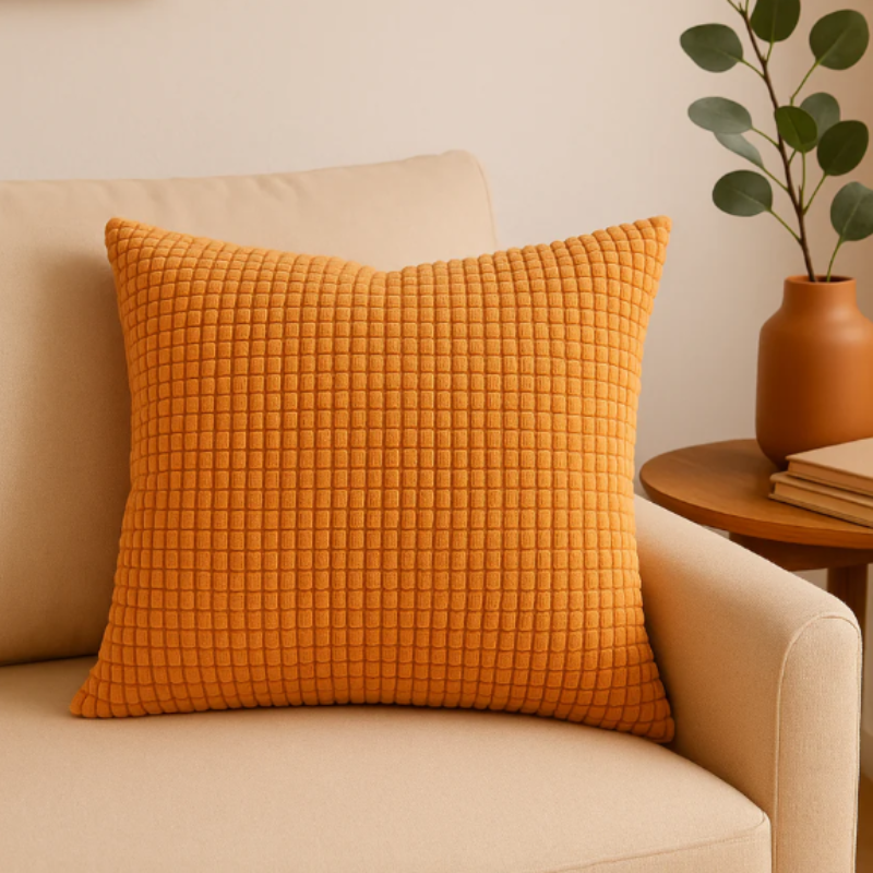 Kalisse Large Brown Cushion Cover – Textured Polyester for Stylish Home Decor