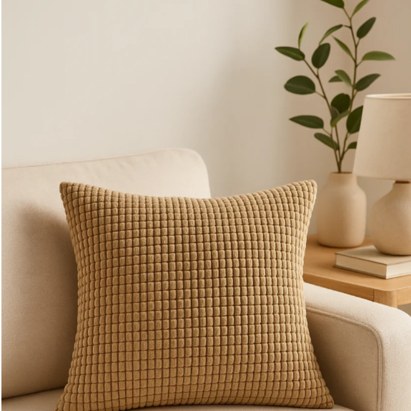 Kalisse Large Brown Cushion Cover – Textured Polyester for Stylish Home Decor