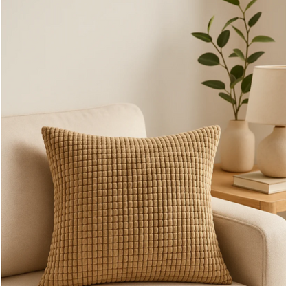 Kalisse Large Brown Cushion Cover – Textured Polyester for Stylish Home Decor