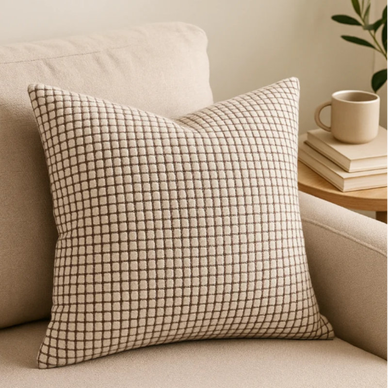 Kalisse Large Brown Cushion Cover – Textured Polyester for Stylish Home Decor