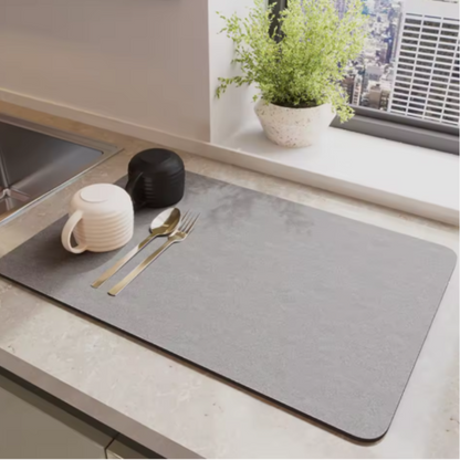 AquaStone Quick Dry Dish Mat – Super Absorbent Kitchen Counter Drying Solution