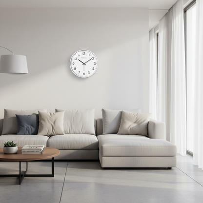 Silent White Round Wall Clock - Modern Home Decor
