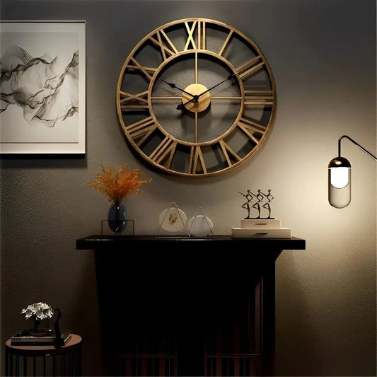 Valcor Vintage Industrial Wall Clock – Large Roman Numeral Design for Stylish Interiors