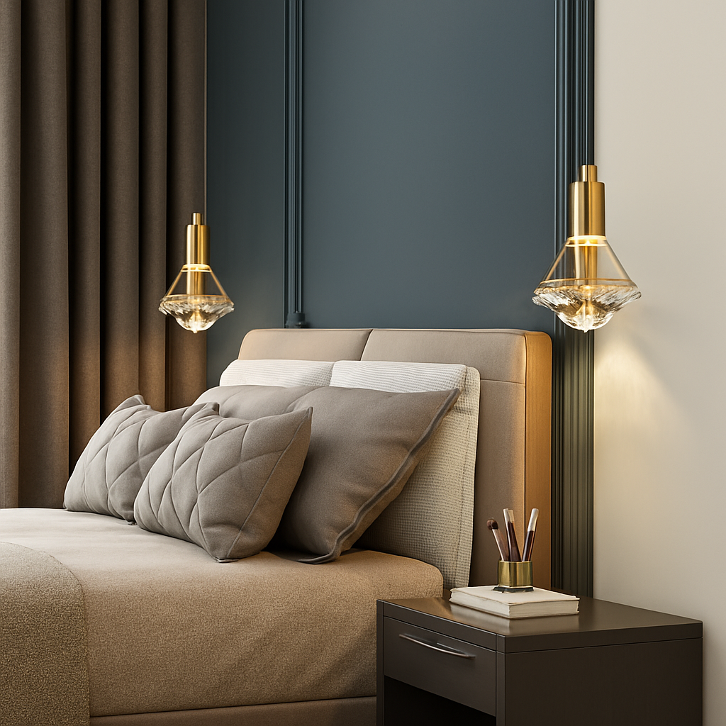 Viretta Modern Crystal LED Pendant Lamp – Elegant Golden Lighting for Interiors