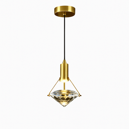 Viretta Modern Crystal LED Pendant Lamp – Elegant Golden Lighting for Interiors