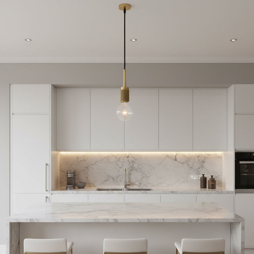 Lavena Modern Brass Glass Pendant Light with Adjustable Kitchen Style