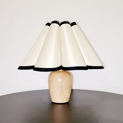 Soft Pleat Wooden Table Lamp for Warm Bedside Lighting