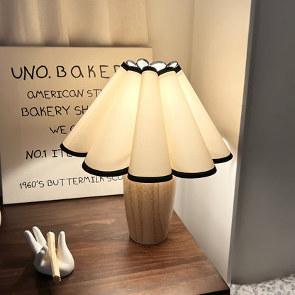 Soft Pleat Wooden Table Lamp for Warm Bedside Lighting