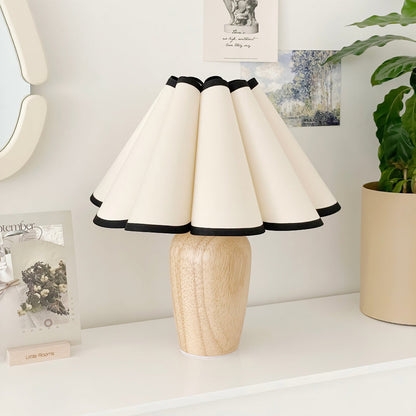 Soft Pleat Wooden Table Lamp for Warm Bedside Lighting