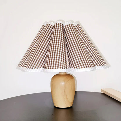 Soft Pleat Wooden Table Lamp for Warm Bedside Lighting