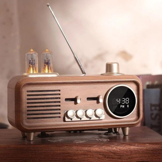 Orvyn Vintage Bluetooth Alarm Clock Radio – Retro Wooden Style with Modern Wireless Sound