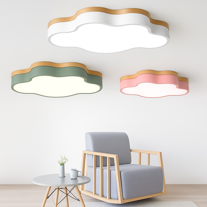 Cloud Form Wooden LED Ceiling Light with Remote Dimming
