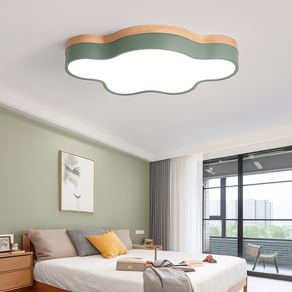 Cloud Form Wooden LED Ceiling Light with Remote Dimming