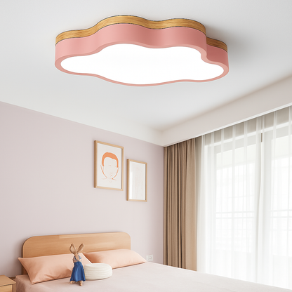 Cloud Form Wooden LED Ceiling Light with Remote Dimming