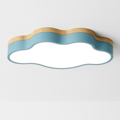 Cloud Form Wooden LED Ceiling Light with Remote Dimming