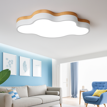 Cloud Form Wooden LED Ceiling Light with Remote Dimming