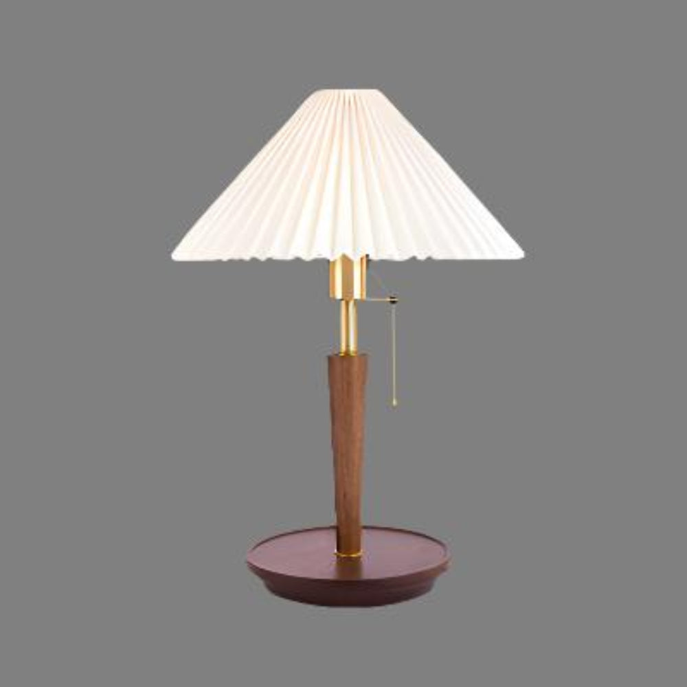 Vintage Pleated Wood Table Lamp -  Bedside Lamps