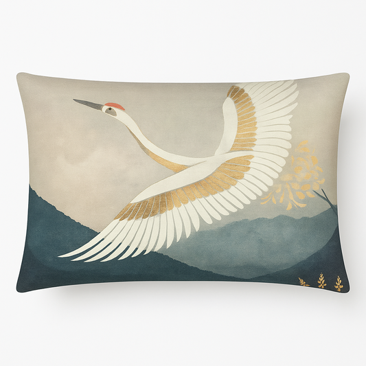 Avian Chinese Art Watercolor Pillowcase – Elegant Rectangular Accent for Home Decor
